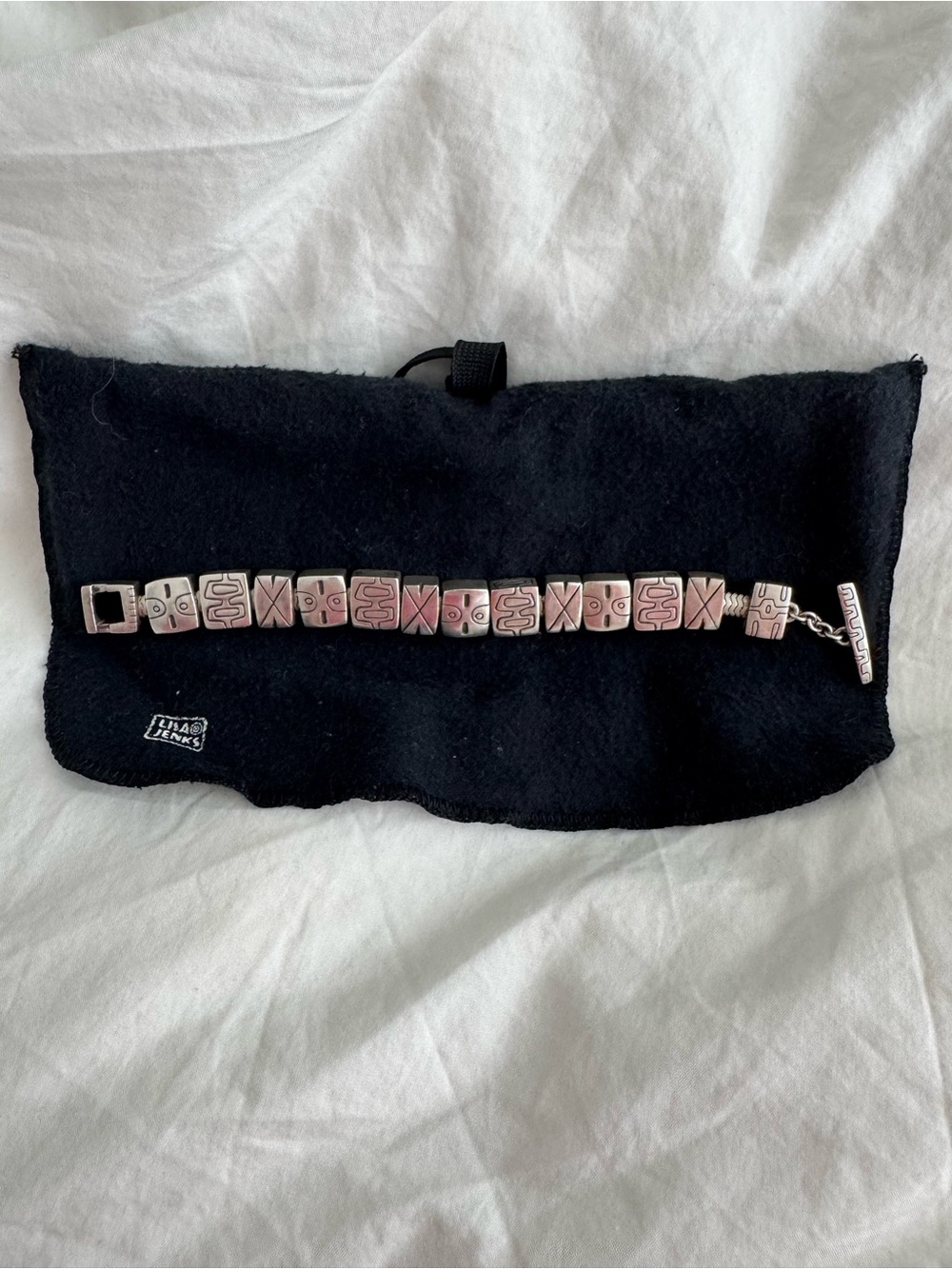 VTG Lisa Jenks Sterling Silver Geometric Slide Toggle Bracelet 925